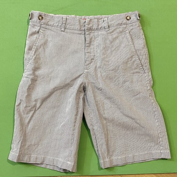 Prada Linen-Cotton Blend Striped Shorts EU 44 - Picture 1 of 8